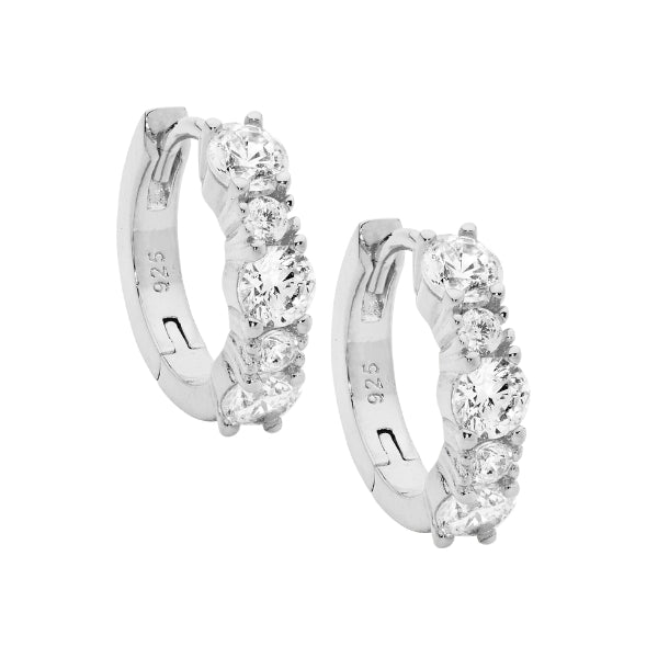 Ellani cz hoop earings in sterling silver