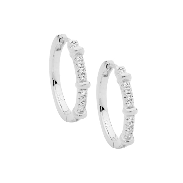 Sterling silver 19mm cubic zirconia hoops from Ellani