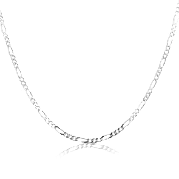 Fine diamond cut figaro chain in sterling silver - 45cm