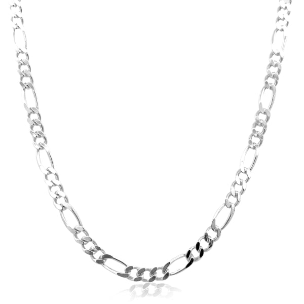 Heavy diamond cut figaro chain in sterling silver - 55cm