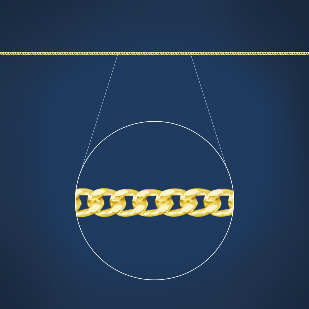 Curb chain in gold plated sterling silver - 45cm
