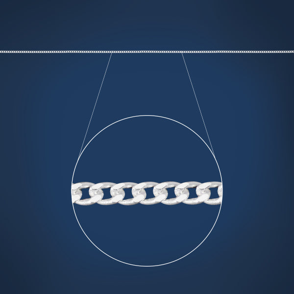Fine diamond cut curb chain in sterling silver - 50cm