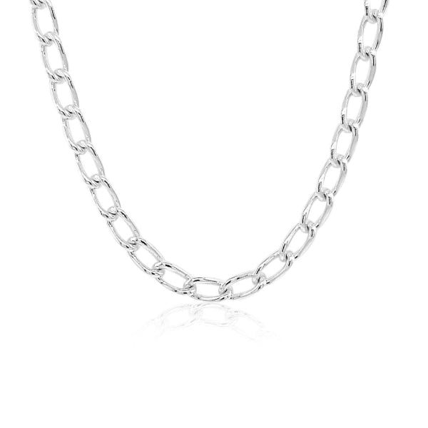 Long curb chain in sterling silver - 50cm