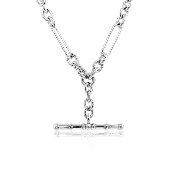 Figaro 3 to 1 chain with t-bar in sterling silver - 50cm