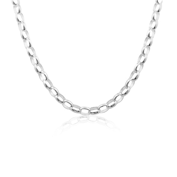 Medium oval belcher chain with bolt clasp in sterling silver - 45cm