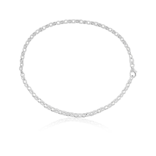 Medium oval belcher anklet in sterling silver - 24cm