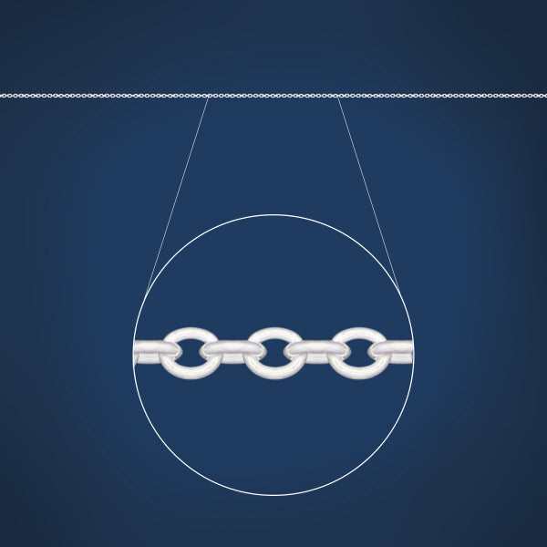 Fine silver round cable chain - 55cm