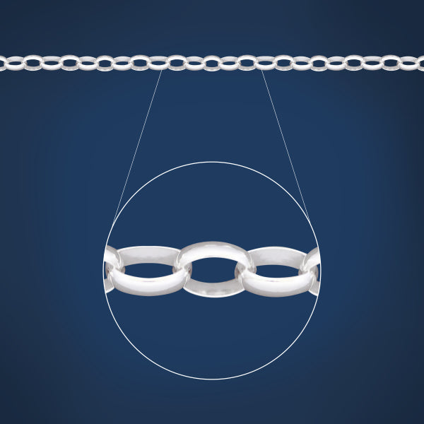 Medium to heavy oval belcher chain in sterling silver - 50cm