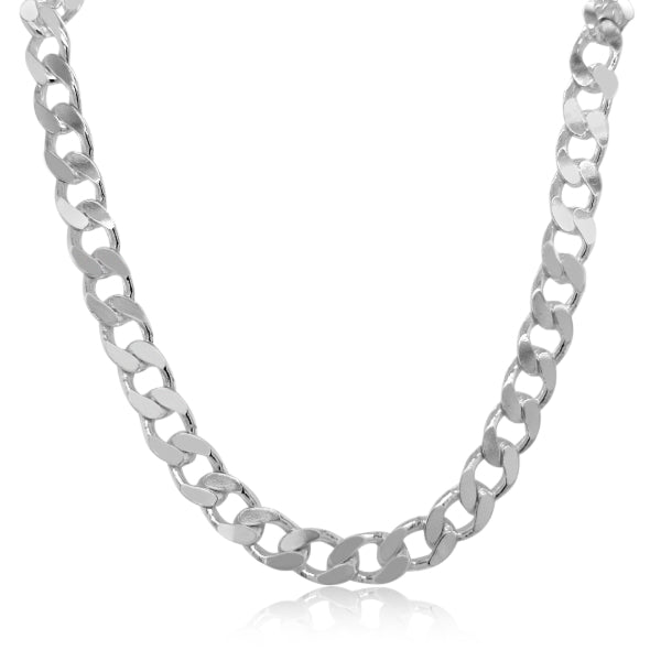 Heavy diamond cut curb chain in sterling silver - 60cm