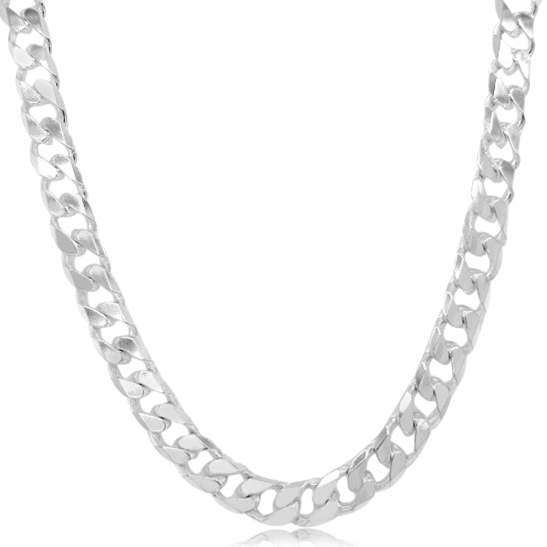 Heavy diamond cut curb chain in sterling silver - 65cm