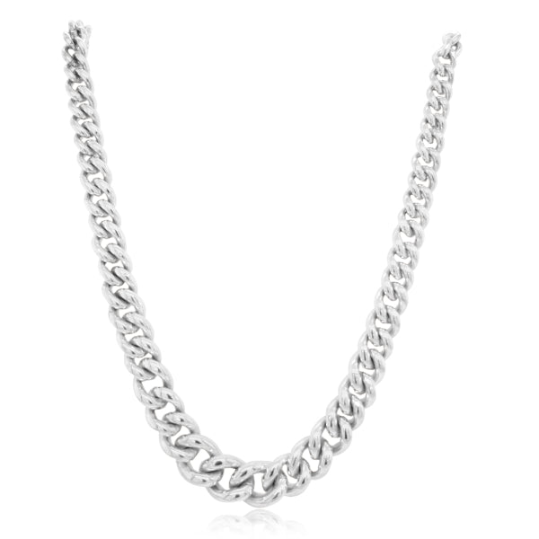 Graduated round curb chain in sterling silver - 50cm