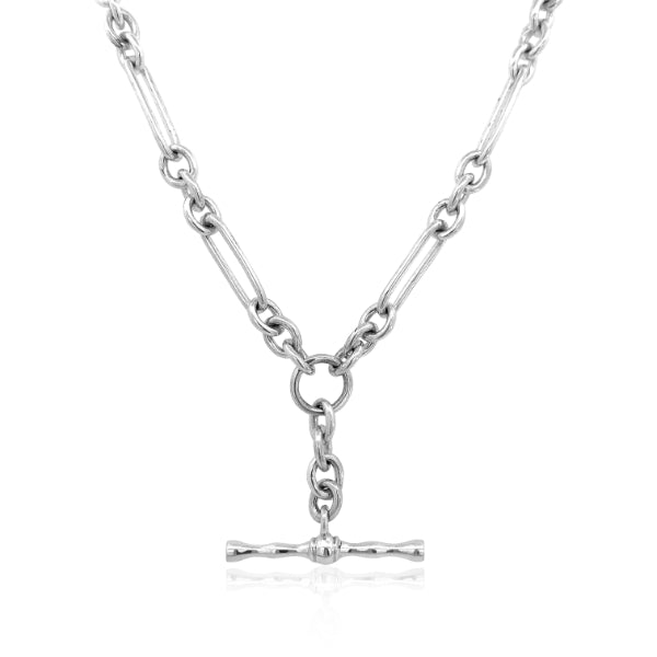 Paperclip necklace with T-bar in sterling silver - 50cm