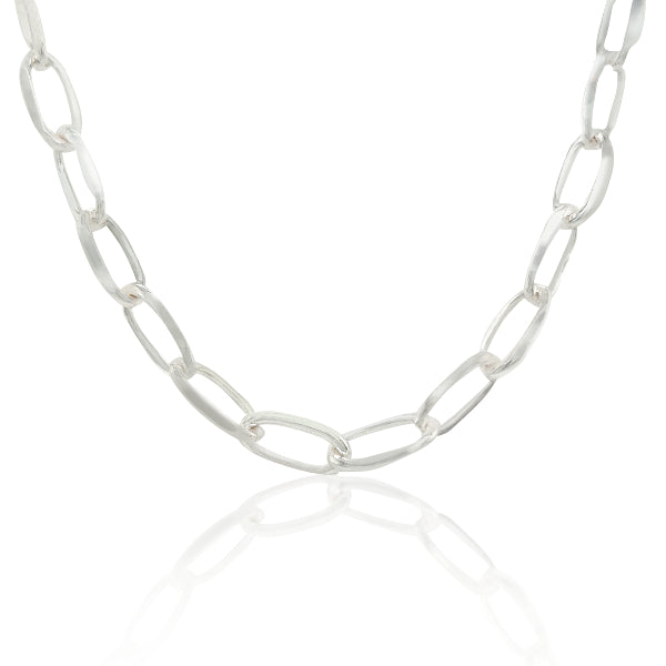 Long cable link diamond cut chain in sterling silver - 50cm