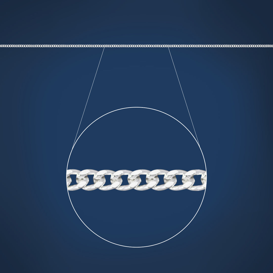 Diamond cut curb chain in sterling silver - 45cm