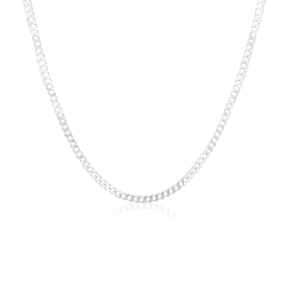 Silver medium weight diamond cut curb chain - 50cm
