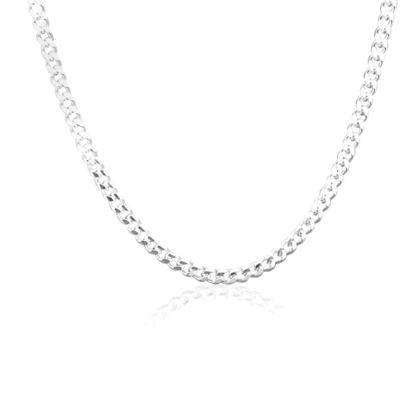 Silver bevelled edge Diamond Cut chain - 50cm