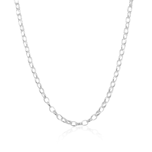 Fine oval belcher chain in sterling silver - 60cm