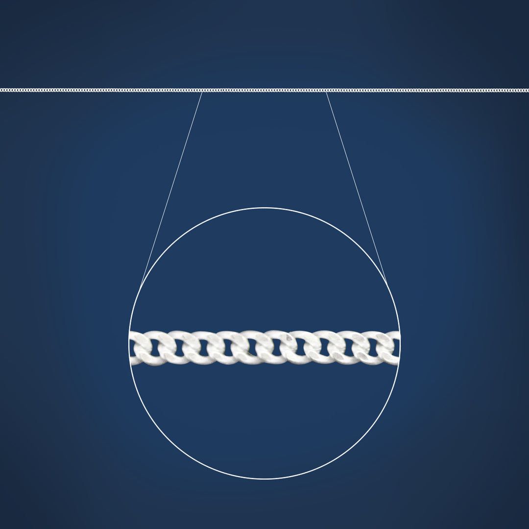 Fine diamond cut curb chain in sterling silver - 40cm