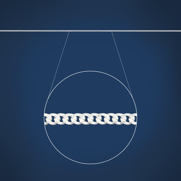 Fine diamond cut curb chain in sterling silver - 45cm