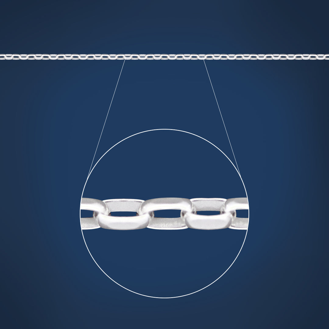 Medium oval belcher chain in sterling silver - 50cm