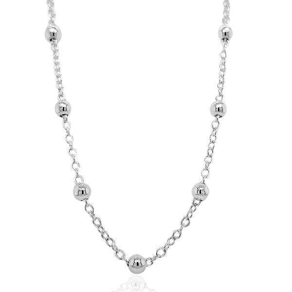Cable link ball chain in sterling silver - 60cm