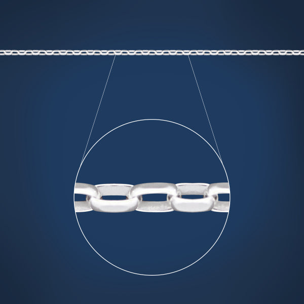 Medium oval belcher chain in sterling silver - 50cm