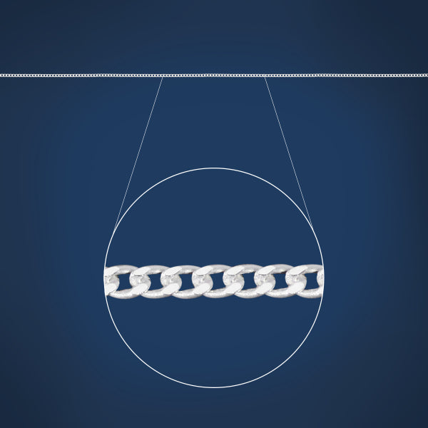Diamond cut curb chain in sterling silver - 50cm