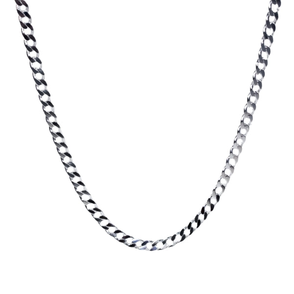 Heavy diamond cut curb chain in sterling silver - 60cm