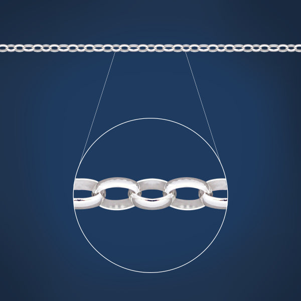 Medium oval belcher chain in sterling silver - 50cm