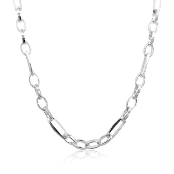 Diamond cut figaro chain in sterling silver - 50cm