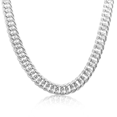 Heavy double curb chain with lobster clasp in sterling silver - 50cm