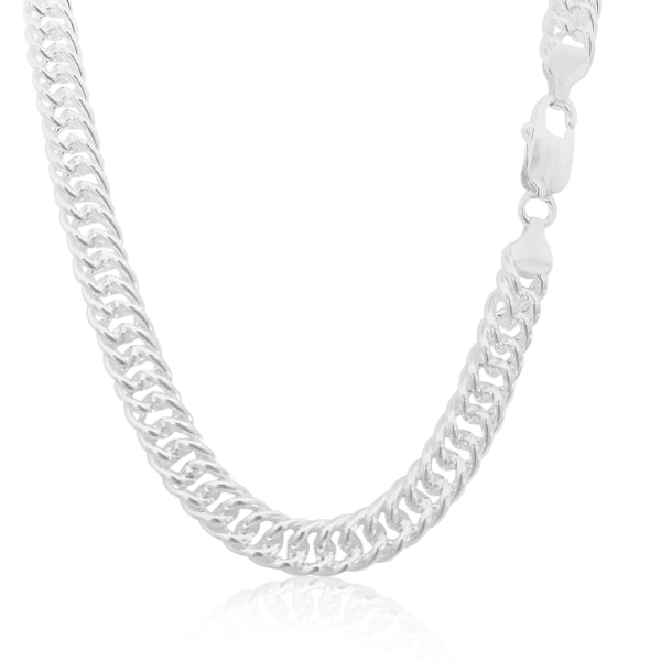 Heavy double curb chain with lobster clasp in sterling silver - 50cm