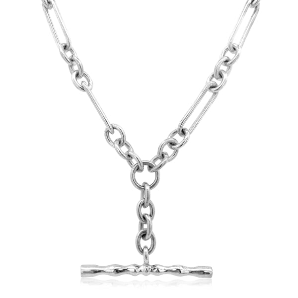 3 + 1 paperclip necklet with t-bar in sterling silver - 45cm