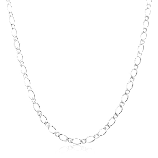 Long curb figaro chain in sterling silver - 50cm