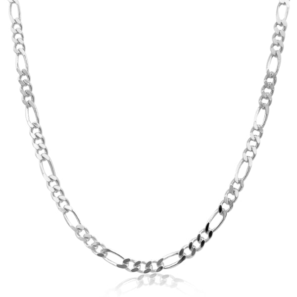Medium diamond cut figaro chain in sterling silver - 50cm