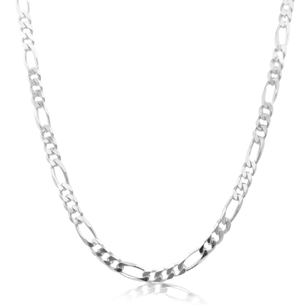 Bevel diamond cut figaro chain in sterling silver - 50cm
