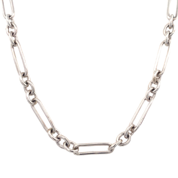 Silver paperclip & oval belcher link chain - 50cm