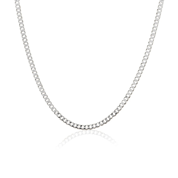 Diamond cut curb chain in sterling silver - 50cm