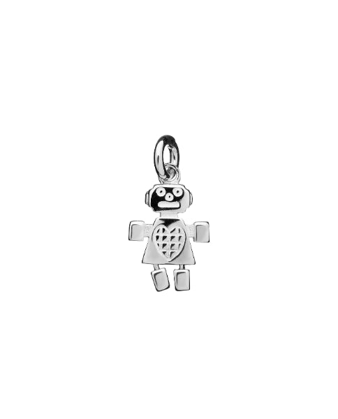 Karen Walker mini girl robot charm in sterling silver