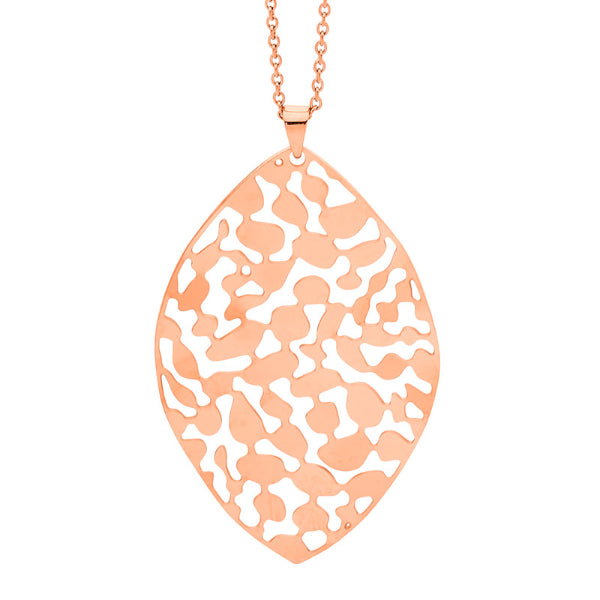 Ellani leaf pendant in rose gold plated stainless steel