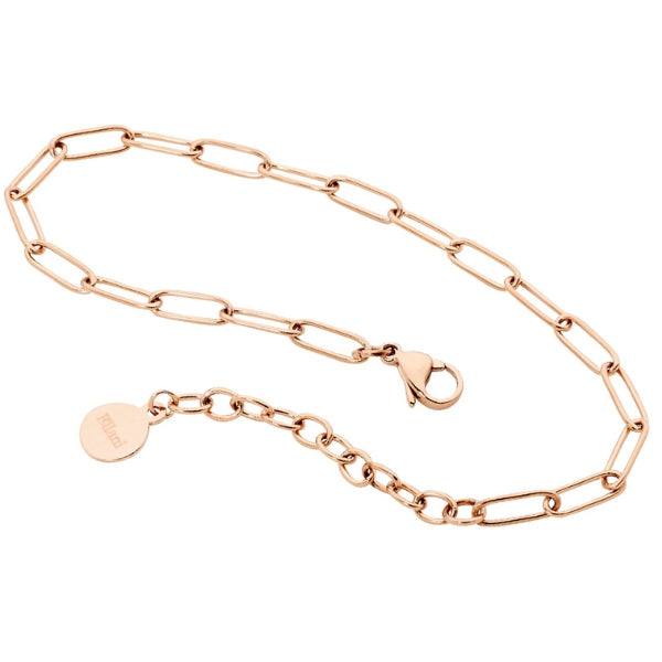 Ellani paperclip bracelet in rose tone over stainless steel