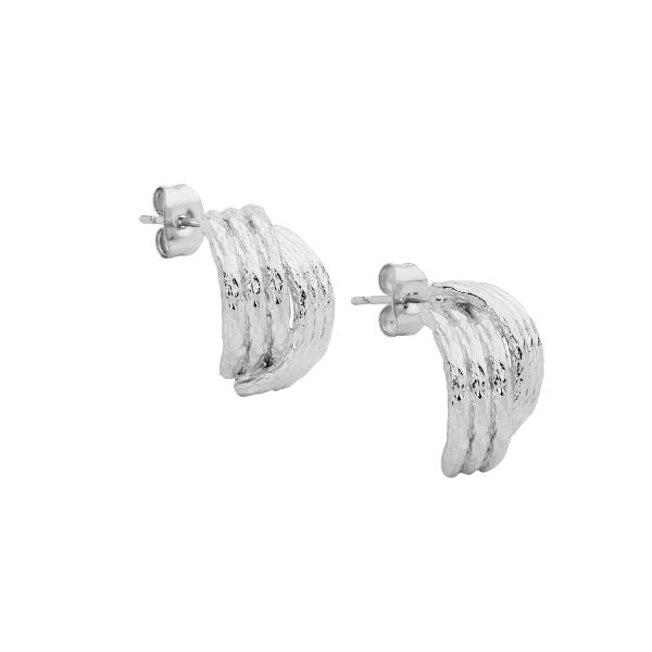 Ellani crossover half hoop earrings in steel