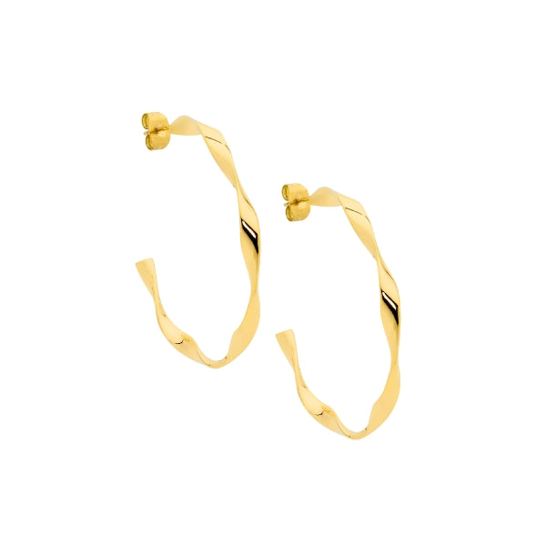 Ellani twist hoops in gold plated steel