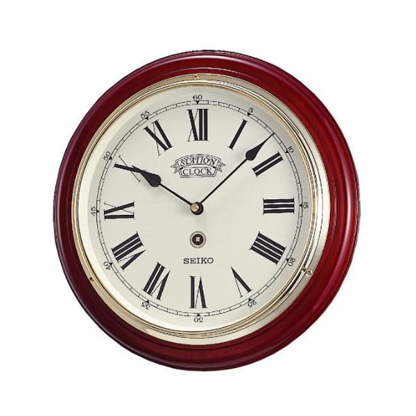Seiko wooden station wall clock