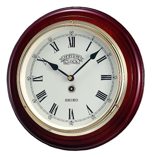 Seiko wooden station wall clock