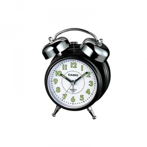 Casio black alarm clock with bells and luminous hands