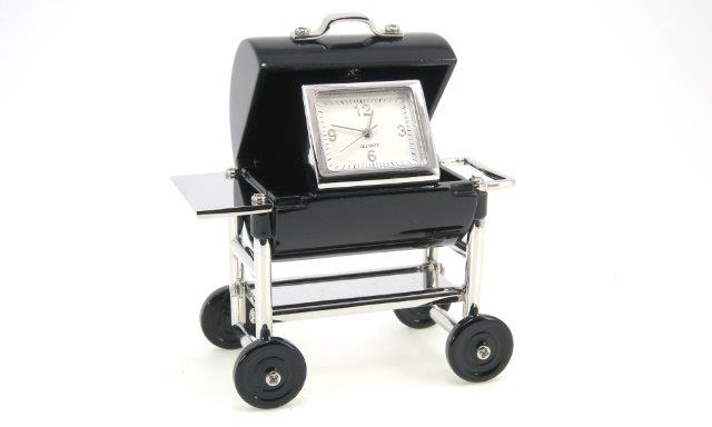 Collectable barbeque analogue clock in black enamel