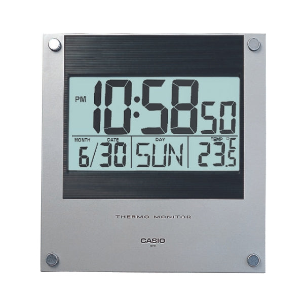 Casio digital wall clock with calendar and thermometer