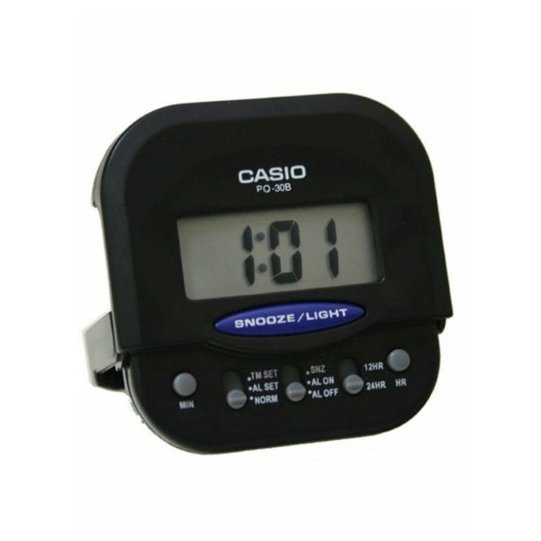 Casio travellers alarm clock with snooze function in black