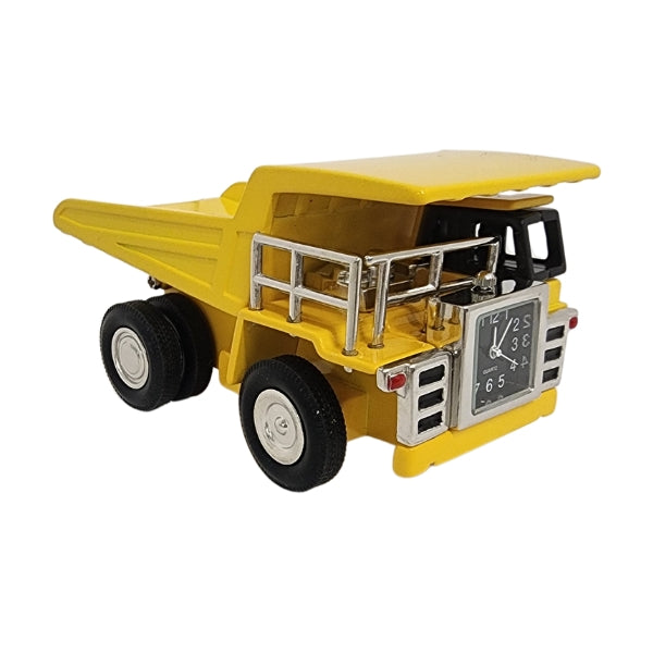 Collectable dump truck analogue clock in yellow